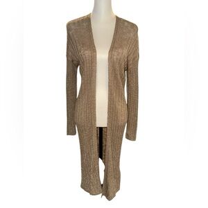 Express Women's Cardigan Tan Silver Size Small